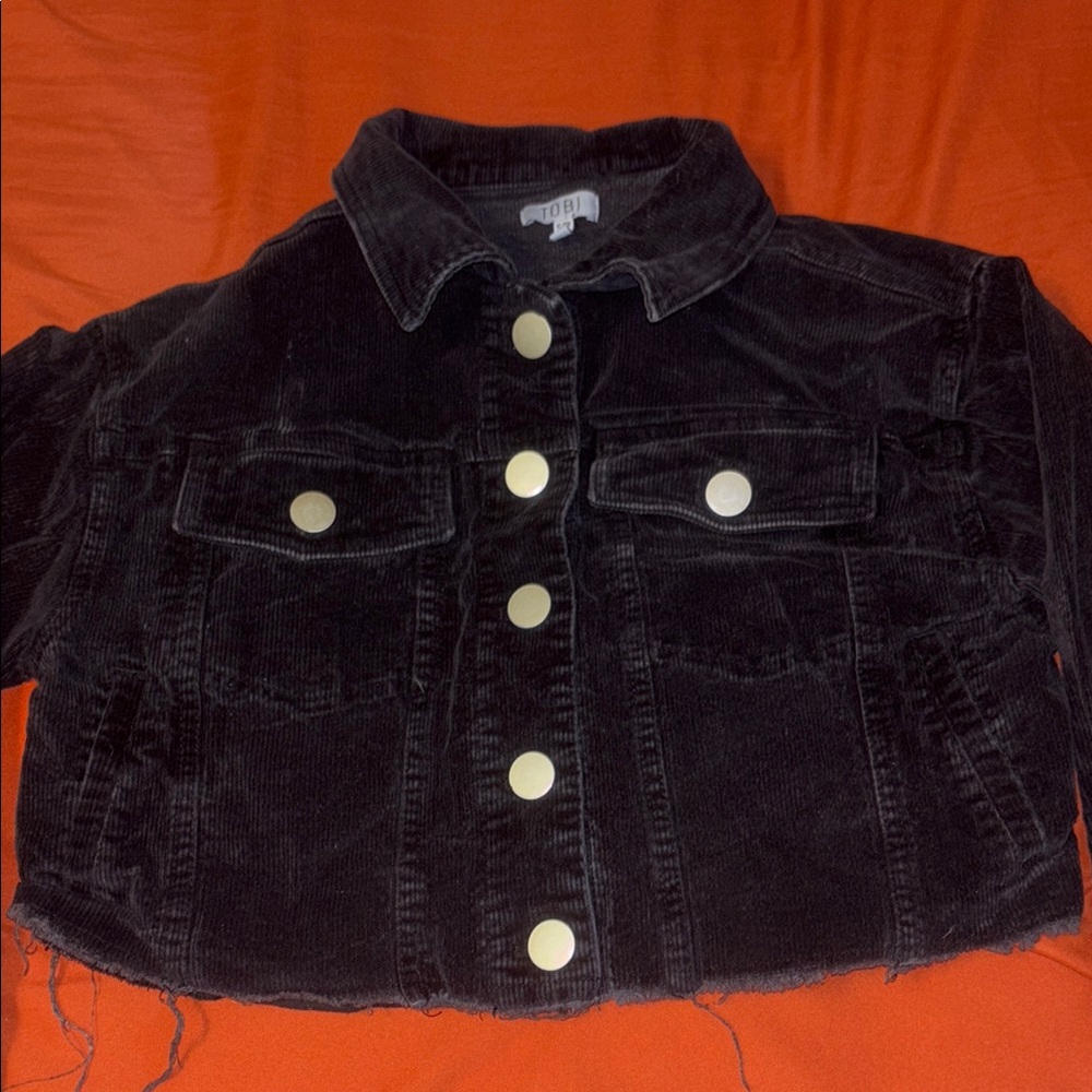 Black Denim Jacket with Silver Buttons